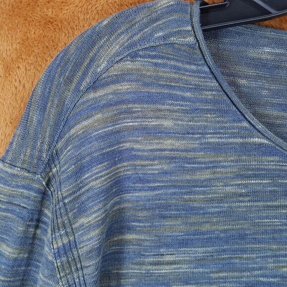 JOHN VARVATOS Shirt Mens XL Blue Pullover Crew Space Dye Linen Cotton OMAR $228 - Picture 6 of 12